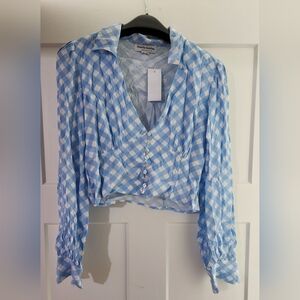 Charlie Holiday cropped button up. Size Large.  Nwt